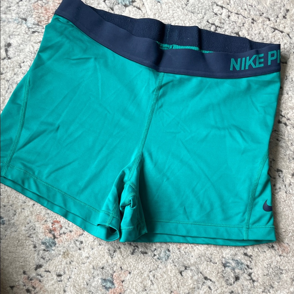 Nike Women's Teal and Navy Athletic Shorts